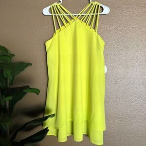 A. Peach Strappy Neon Yellow Dress MEDIUM